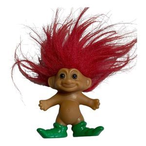 Vintage Russ Christmas Elf Red Hair Green Shoes Troll‎ Doll